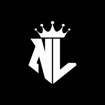 nl logo monogram shield shape with crown design template
