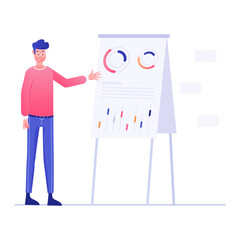 
Illustration of professional training, person with business infographic
