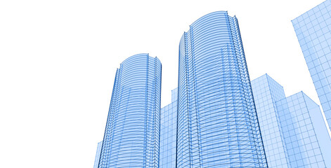 Fototapeta na wymiar abstract architecture city 3d illustration sketch