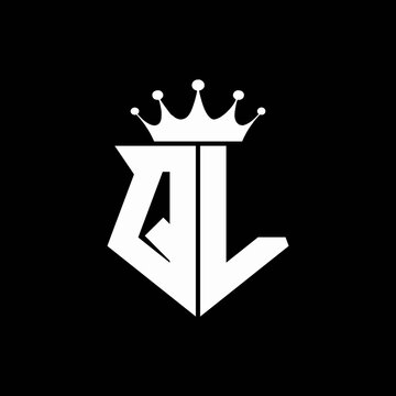 ql logo monogram shield shape with crown design template