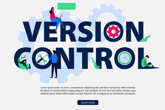 Version control concept with giant text. flat vector simple element illustration from the editable technology concept. Suitable for landing page, web, flyer, website, and banner.