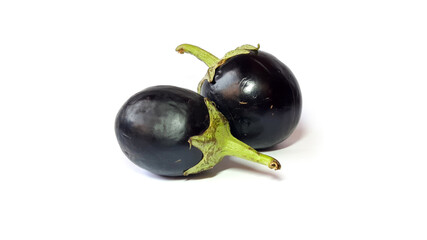 Black Eggplants Isolated on White Background