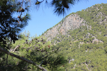 Alanya, TURKEY - August 10, 2013: Travel to Turkey. Helene Hills. Mountains in the background in...
