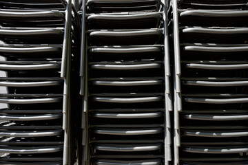 Metal chairs stacked