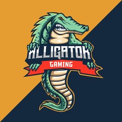 Alligator Mascot Logo. Vector Illustration. Perfect for gaming logo, t-shirt/apparel, merchandise, pin design, etc