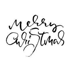 Hand drawn phrase Merry Christmas. Grunge lettering design. Vector typography vector illustration.