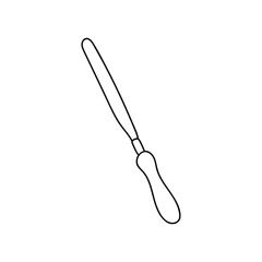 Black and white rasp. Hand-drawn tool icon. Vector illustration..File, hand drawn doodle sketch.Hand-draw black vector illustration of metallic locksmith tool isolated .Rasp file icon, simple style.