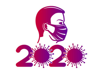 A man in a medical mask and the 2020 virus.