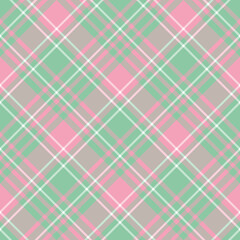 Seamless pattern in simple mint green, pink and white colors for plaid, fabric, textile, clothes, tablecloth and other things. Vector image. 2