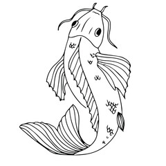 sea animals color cartoon for web and mobile design. vector illustration isolated on white background. tropical fish drawn by lines