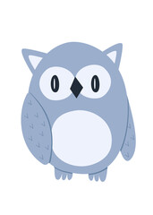 Owl cartoon funny blue. Vector illustration of an owl bird.