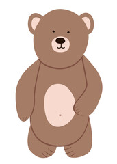 Funny cartoon bear. Vector illustration of a brown bear.