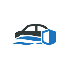 Car flood insurance icon