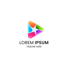 Awesome colorful stars media play logo icon design template premium vector