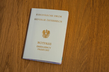 European Emergency Passport of the Republic of Austria - Cream Colored Travel Document of the EU or European Union