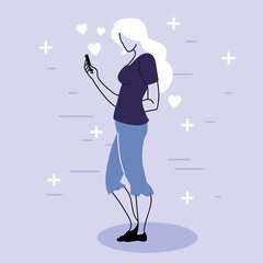 woman with smartphone chatting, online love chat
