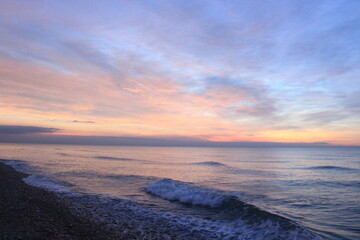 Obraz premium sunset over the sea in Cubelles (Barcelona, Spain)