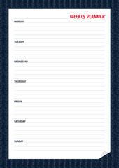 Weekly planner with minimalistic dark design