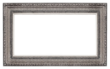 Silver frame for paintings, mirrors or photo isolated on white background. Design element with clipping path