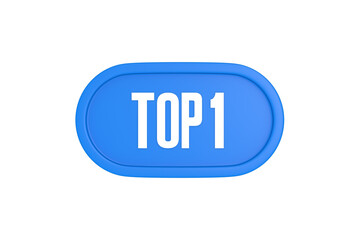 Top 1 sign in light blue isolated on white background, 3d illustration.