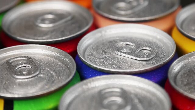 aluminum cans with carbonated water, energy drinks or beer