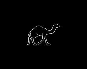 Obraz na płótnie Canvas Camel Silhouette on Black Background. Isolated Vector Animal Template for Logo Company, Icon, Symbol etc