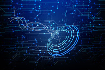 2d illustration Abstract futuristic electronic circuit technology background