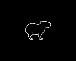 Capybara Silhouette on Black Background. Isolated Vector Animal Template for Logo Company, Icon, Symbol etc