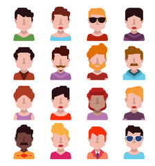 User avatars, avatars with faces and heads for social network ( Male and female faces )
