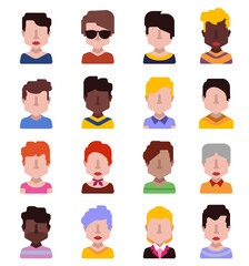 User avatars, avatars with faces and heads for social network ( Male and female faces )