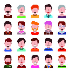 User avatars, avatars with faces and heads for social network ( Male and female faces )