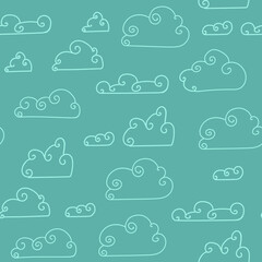 Cute cloud pattern. Vector Illustration of stylized, abstract clouds. Ideal for fabric, gift wraps, home decor and crafts.