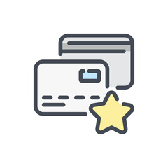 Bonus Card with Loyalty Points color line icon. Credit Card with Star vector outline colorful sign.