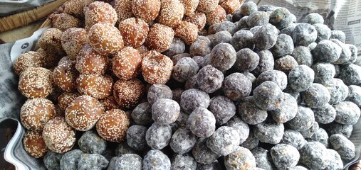 Onde onde, Indonesian Traditional snack. made from wheat flour mixing sticky rice flour and sesame seeds as toping.
