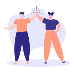 friendship day celebration with young couple characters