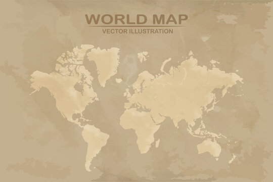 Old World Map With Vintage Paper Texture Vector Format