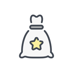 Bonus Money Bag color line icon. Collect Loyalty Points vector outline colorful sign.
