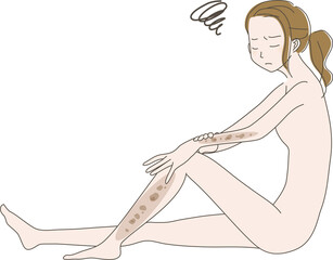 シミが気になる 女性 の イラスト