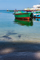 Fototapeta premium Monastery and boats frame the bay of San Vito. Polignano a mare