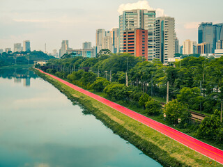 Naklejka premium Marginal Pinheiros and Bike Lanes