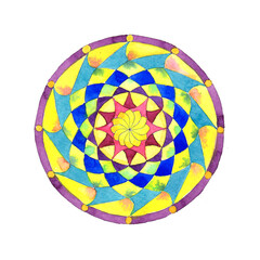 Bright summer watercolor ornament mandala