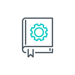 User's Manual book outline flat icon. Single high quality outline logo for web design or mobile app. Thin line sign design logo guide book. Black and blue icon pictogram isolated on white background