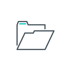 system empty open folder outline flat icon. Single high quality outline logo symbol for web design or mobile app. Thin line sign design logo. Black and blue icon pictogram isolated on white background
