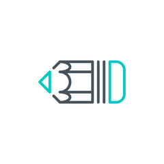 slate pencil outline flat icon. Single high quality outline logo symbol for web design or mobile app. Thin line slate pencil design logo. Black and blue icon pictogram isolated on white background