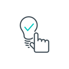 lamp light idea outline flat icon. Single high quality outline logo symbol for web design or mobile app. Thin line lamp light think logo.Black and blue idea icon pictogram isolated on white background