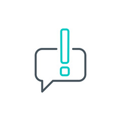 Attention exclamation mark outline flat icon. Single high quality outline logo symbol for web design mobile app. Thin line sign design logo. Black and blue icon pictogram isolated on white background