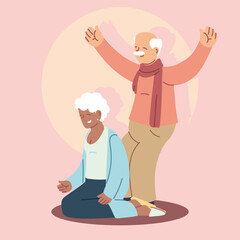 happy grandparents day, grandpa and grandma, elderly couple