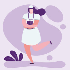 professional female doctor with checklist character