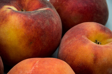 macro of fresh peaches on the table