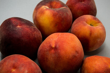 macro of fresh peaches on the table